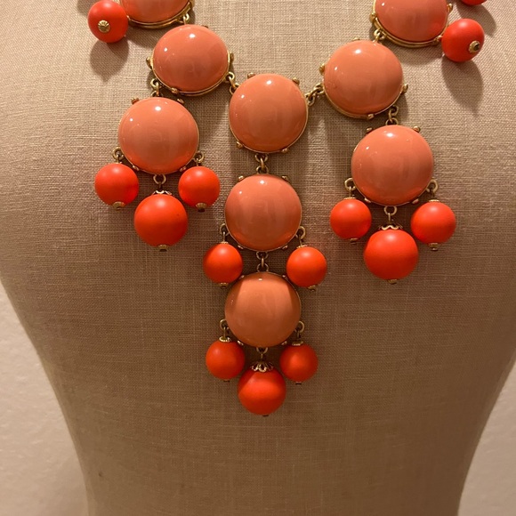 J.Crew 27 inch Necklace. Gold Tone Chain with Peach/Melon Color Beads - Picture 3 of 4